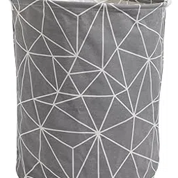 HOKIPO Folding Laundry Basket For Clothes, Round Collapsible Storage Basket - Large 43 Ltr (AR2536)(Cotton, Grey), 45 Cm X 35 Cm-picture-25