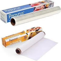 PAPYRUS Cling Film Roll 30M & Butter Paper Roll 9M | Non-Stick Parchment Paper for Roti, Baking & Packing | Food-Grade Cling Wrap & Baking Paper Combo for Kitchen Use-picture-10