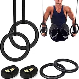 Strauss ABS Gymnastics Ring Set | Heavy Duty Adjustable Straps for Cross-fit & Strength Training | Gym Rings for Bodyweight Exercises | Ideal for Pull-Ups, Dips, and Muscle Building,(Black)-picture-40