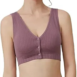 Seamless Padded Wire-Free Women's Nursing Bra for Maternity Pregnancy Bras Front Button Maternity Nursing Bust Lift Breastfedding Bra-image-18