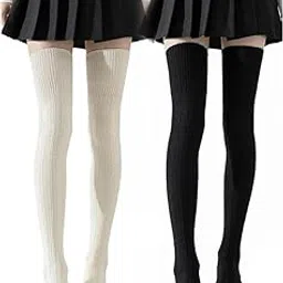 Extra Long Thigh High Socks for Women Warm Thick Cotton Knit Tall Boot Stockings Cozy Winter Leg Warmers | Warmers for Winter Fashion and Skirts-image-99