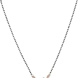 Stylish Gold-Plated Mangalsutra Necklace with AD Stone Studded Modern Pendant, Ethnic Traditional Black Beaded Contemporary Fashion Tanmani Chain Jewellery Gift for Women and Brides-48-image-34