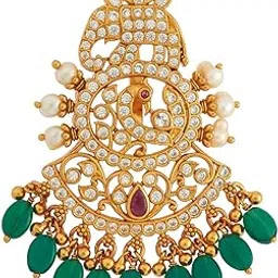 kushal's Fashion Jewellery Ruby-Green Gold Polished 92.5 Silver Temple Pendant without chain, Best for Casual Wear & Special Occasion - 434385-picture-53