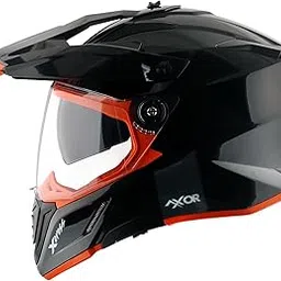 Axor X-Cross Dual Visor SC ISI ECE DOT Certified Full Face Dual Sport Peak Off Road Helmet for Men and Women-Black Orange-L-picture-40