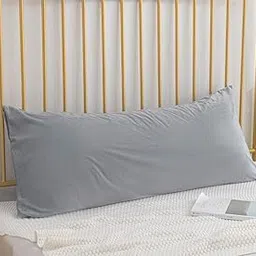 Solid 250 TC Ultra Soft Velvet Body Pillow Cover/Case Pillowcase with Hidden Zipper, Zippered Body Pillow Case (Gray, 20x54), 53 x 137 cm, 1 piece-picture-21