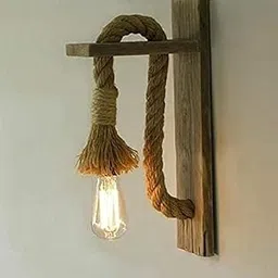 DECOFOLD Brown Classic Design Wooden & Rope Wall Light Sconce Lamp (Bulb Not Included)-picture-27