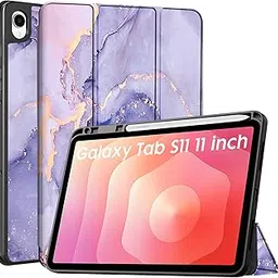 Robustrion Cover Case for Samsung Galaxy Tab S11 11" Cover with [S-Pen Holder], Flip Cover Case for Samsung S11 Tablet 11 inch [Auto Sleep Wake] - Marble Lilac-image-78