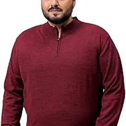 hardsoda by The Indian Garage Co Men Plus Size Regular Fit Solid Half Open High Neck Sweater-picture-25