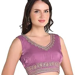 Women's Sequin Embroidered V Neck Sleeveless Readymade Saree Blouse Indian Ethnic Designer Stitched Readymade Saree Blouse Sleeveless Blouse Readymade Blouse for Women-image-89
