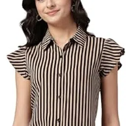 style quotient Women Black and White Formal Short Cap Sleeve Shirt-picture-50
