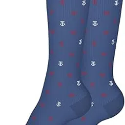 burchmarq BOURBON, Socks for Men, Premium Combed Cotton, Size UK 6 to 8 (24 to 26 cm), Crew Length, Pack of 1 Pair, Blue Colour, Anchor pattern, Seamless, Elegant Socks for Gentlemen-picture-20