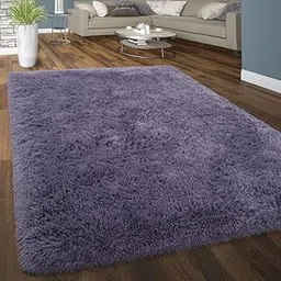 Square Shaggy Carpet Plain Fur Rugs Hall and Drawing Room 8x8 Feet Modern Solid Collection Multipurpose Shags Purple Color-picture-27