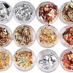 SOWUNO 12 Boxes Resin Foil Flake Decorative Resin Foil Flake Gilding Flake for Nail Foil Flakes Metallic Flakes for Nails Tin foil-image-36