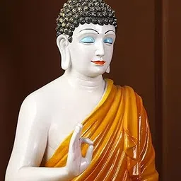 GM Art Resin Meditating Buddha Showpiece | Home Decor |Decor Items for Home and Office| Idol Statue Figurine Murti | Tibetan Buddhist Statue - 12" Inches Height - Big Size (Keseriya)-picture-20