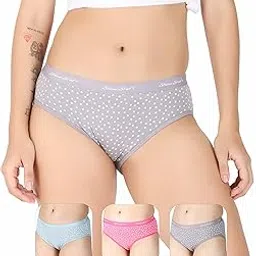 shine star Womens Printed Underwear Briefs | Pack of 3 Multicolor Panty for Women | 100% Pure Cotton Anti Bacterial Full Back Coverage Hipster Panty.-picture-17