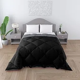 CHICERY Microfiber 300 GSM Reversible Comfort & Soft Comforter||Duvet|| Blanket Double Bed Ultra Soft AC Comforter for All Weather-(Double-90X100 inch)-Black Grey-Pack of 1-image-78