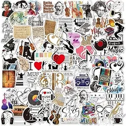 Store2508 100 PCS Music Stickers Pack for Laptop Guitar Water Bottle Phone Case Notebook Cup Tablet | Waterproof Vinyl Stickers for Music Lovers Instruments Notes Composers-picture-19