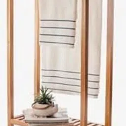 HEMDI Teak Wooden Two Stripe Towel Rack/Towel Holder for Bathroom and Hotels (28D x 60W x 150H cm) | Durable, Water-Resistant & Elegant Organizer with Natural Finish-picture-64