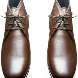 phabhu Genuine Brown Leather Chukka Boot For Men - Handmade Stylish Formal High Ankle Lace Up Shoes - Perfect For Wedding & Office-picture-34