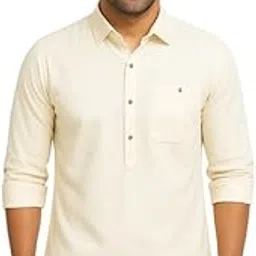 raremark Men Pure Cotton Slim Fit Spread Collar Roll Up Full Sleeve Short Kurta with Super Soft | Stylish Design Comfortable Kurta for Casual Outings-picture-10