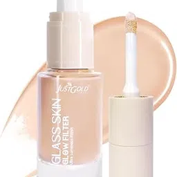JustGold Glass Glow Skin Filter, Ultra Luminous Finish, Enriched with Vitamin E (Milky, 30 ML)-picture-35