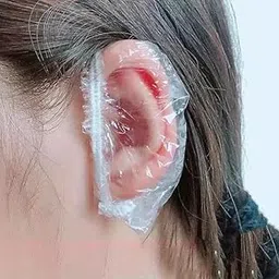 ENZAMOL 100 Pack Clear Waterproof Ear Protectors Hair Dye Shower & Hair Care Ear Cover for Bathing Disposable Ear Covers for Bathing Salon Accessories Ear Caps for Shower Ear Cover Ear Cap-image-3