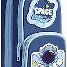 NS Brand Canvas Premium Pencil Case 6 Layer with 3 Compartment Cute Aesthetic Pencil Case for Boys Large Capacity Pencil Pouch for Kids Cute Stationary Gift for Kids (Astronaut Police - Blue)-image-54