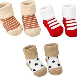 syga Baby Boys Set of 3 Baby Warm Thick Turn Cuff Ankle Cotton Soft Warm Winter Socks for 12M-36 Months (Medium), ankle length, Multicolour-picture-59