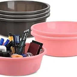 Heart Home Pack of 6 Desk Organizer | Stationery Organizer | Multipurpose Storage Organizer | Office Supplies for Pen-Pencil-Staplers | Desktop Organizer | 6 LTR | Gray & Light Pink-picture-42