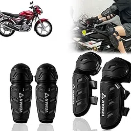 Auto Pearl Motorcycle Knee Shin Guards Elbow Pads, 4 in 1 Monstor Style Knee Shin Safe Protection Armor for Moto Cycling Racing compatible with Libero G5 (Black, 4Pcs)-picture-20