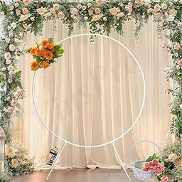 VinsPro Polyvinyl_Chloride Round Arch Balloon Decoration Stand-Round | Shape-White Colour | With Masking Tape And Glue (White, 151 Cm Diameter), 1 Package-image-45