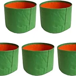 Saphirre Seeds 12x12 Inch | Pack of 5 Grow Bags| HDPE Plastic Grow Bag for Gardening – Heavy Duty UV Stabilized Planter Bag for Terrace, Balcony, and Kitchen Garden (Green with Red Inner)-image-1