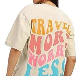 juneberry Round Neck Drop Shoulder Swan White & Black Back Graphic Printed Pure Cotton Oversized T-Shirt for Women/Girls-picture-10