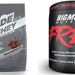 Bigmuscles Nutrition Crude Whey - 1 kg (Rich Chocolate)| Whey Protein Concentrate 80%, 24g Protein, 5.5g BCAA, 4 g Glutamine & Freak Pre-Workout Sex on the Beach [30 Servings, 180g]-image-45