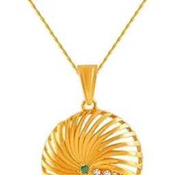 p.c. chandra jewellers 22k (916) Yellow Gold, American Diamond and Emerald Pendant for Women-picture-21