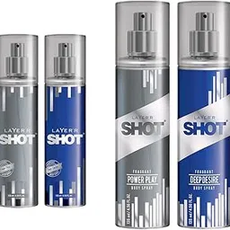 LAYER'R SHOT Best Silver Combo For Men - 2 x 135ml | Long-Lasting Power Play & Deep Desire Body Spray | Premium Fragrance With Woody & Herbaceous Scent | Ideal for Body & Clothes | Perfect For Men-image-32