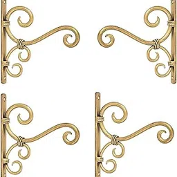 BB DECOR CART Antique Golden Polish Handmade Wall Hanger for Lantern/Diya & Ornaments String Lights & Bird Feeder (LxBxH : 18cm x 2cm x 20cm) (Pack of 4)-image-36