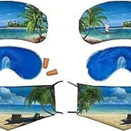 Samtrish Beach-Themed Sleep Mask Set with Cooling Gel Eye Mask, Face Cover & Earplugs – Travel Essentials for Deep Sleep & Stress Relief | Pack of 2-picture-13