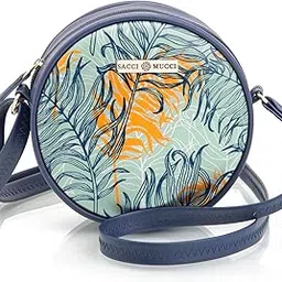 sacci mucci Round Sling Bag - Printed Crossbody Bag For Women/Girls Gift - Botanical-picture-56