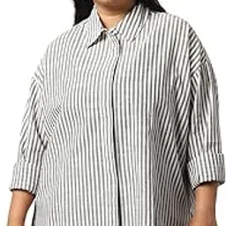 HIGH Star Oversized Striped Cotton Shirt for Women | Stylish Tops for Women | Comfortable and Trendy Casual Shirt-image-26