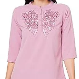 go-4 it Women's Band Collar Top with Front Embroidery-picture-23