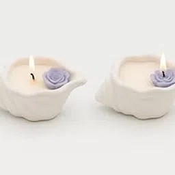 MASHUR FAB - Seashell Soy Candle Set – Handcrafted White Ceramic Conch Shell Candle Holders with Natural Soy Wax, Decorative Scented Candles for Home Décor, Aromatherapy (2, Purple)-picture-28