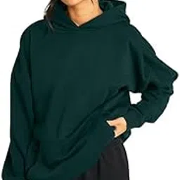 drobe Cotton Plain Hooded Neck Oversized Hoodie for Women-picture-18