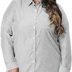oxolloxo Women Plus Size Collared Long Sleeve Cotton Shirt-picture-11