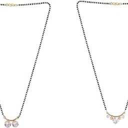 Gold Plated Traditional Black Bead Single Line American Diamond Pendant Mangalsutra for Women(Combo) Pack of 2 MS-31-54-7-image-50