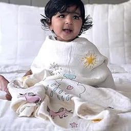 Doctor Towels Bamboo Baby Swaddle Wrap for New Born, Muslin Towels for Baby, 2 Free Reusable Washcloths Soft with 1 Baby Swaddle Newborn, Baby Bath Towel for 0 to 2 Years, Unicorn-picture-10