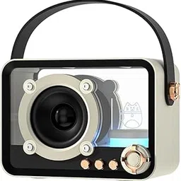 Vintage Style Bluetooth Speaker with Beautiful Colorful Lights Display / 5W Signature Sound /Retro Portable Bluetooth Stereo Sound / Black and White Accents Style Speaker with 3 to 8 Hours Playback-image-47