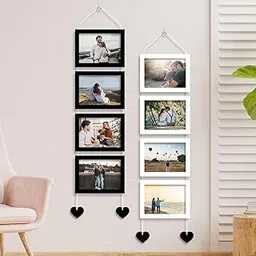 Stuthi Arts Photo Frame Set of 8 Picture Frames for Wall Hanging Black(5x7-4) White(5x7-4) Dori | Photo Collage Photo Frame Wood Wall Mount Gift For Best Friend Boy & Girl | Customized Wall Hanging Photo Frame, | Picture Frame For Gift | Wooden Photo Frame (Black & White)-image-31