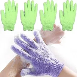 2 Pair Exfoliating Body Gloves Bath Scrub Wash Mitts Skin Massage Sponge Towel Deep Cleansing Dead Skin Brush Scrub Luxury Spa Heavy Loofah With Lanyard Scrubber (green)-picture-18