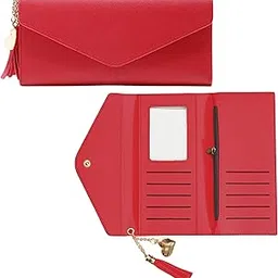 kraptick Women's Wallet -Stylish and Compact Purse Clutch Wallet for Women, Stylish Card Coin Holder, Debit Card Holder, Money Organizer and Travel Wallet for Women with 13 Slots (Red)-picture-67